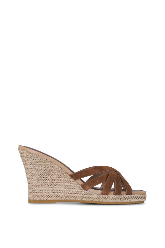 Veronica Beard Phylina Chestnut Suede Wedge Sandal, 90mm - view 6