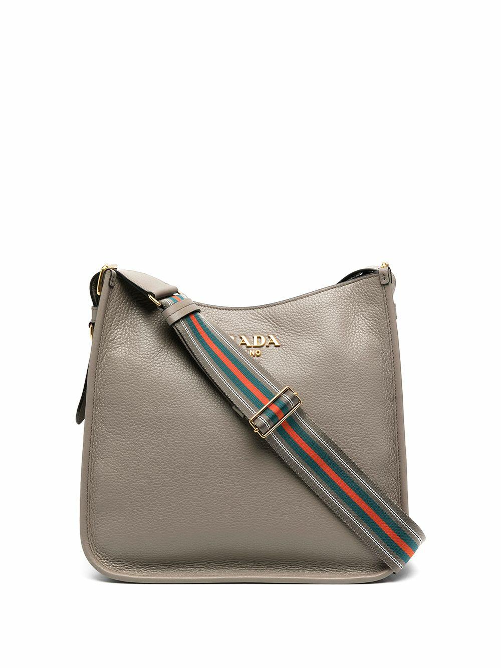 Prada - Gray Leather Medium Hobo Shoulder Bag