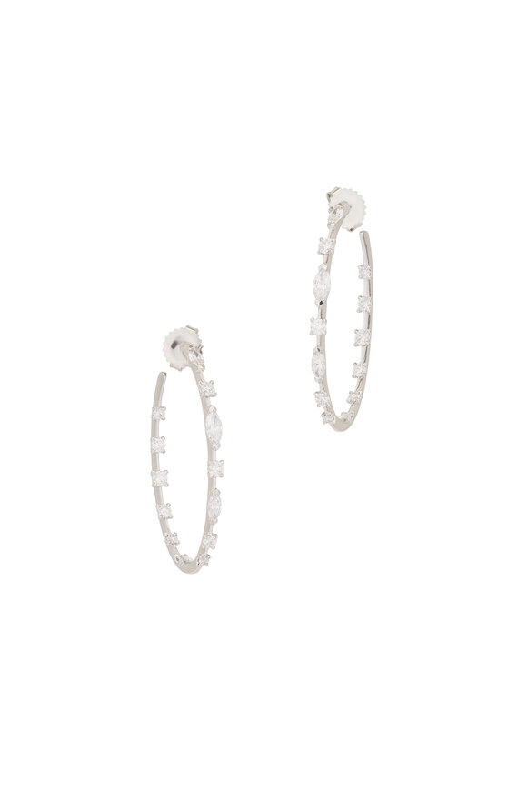 Kwiat 18k White Gold Starry Night Diamond Hoops