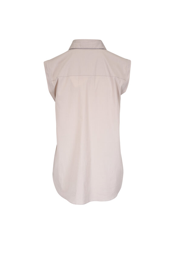 Brunello Cucinelli - Khaki Sleeveless Poplin Blouse