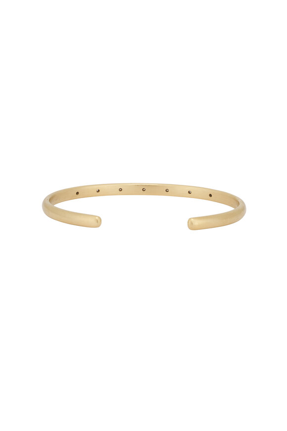 Caroline Ellen 18k Yellow Gold Diamond Narrow Cuff Bracelet - view 2