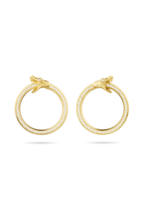 Paul Morelli 18k Yellow Gold Diamond Serpentine Hoop - view 2
