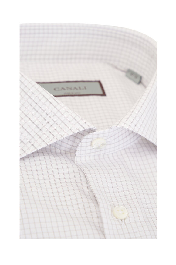 green emerald velvet dress Canali Dress Shirt White Blue Patterned Stripes 40 - 15 3/4 - Exclusiv main image 0