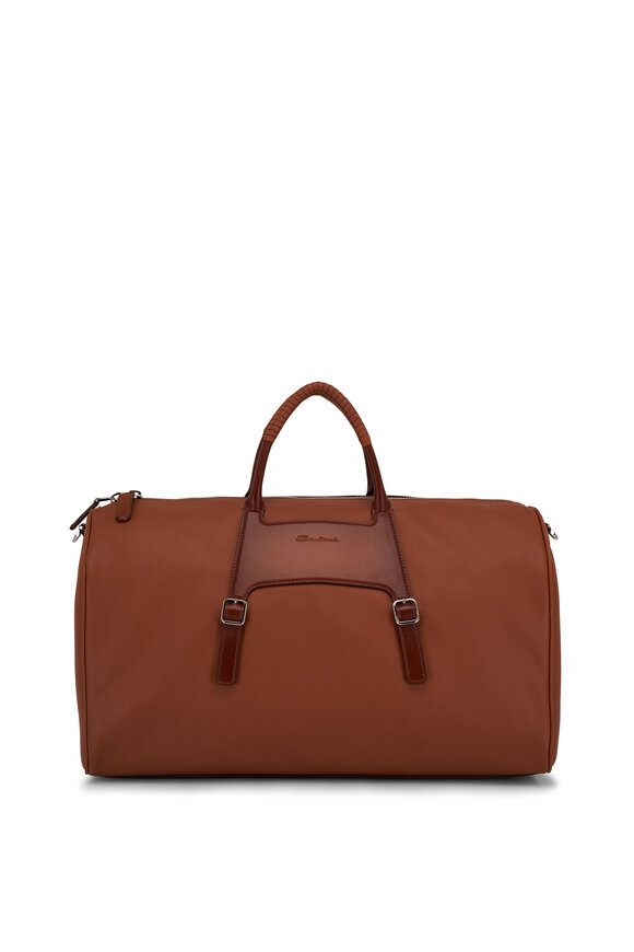Santoni Medium Weekend Light Brown Leather Bag