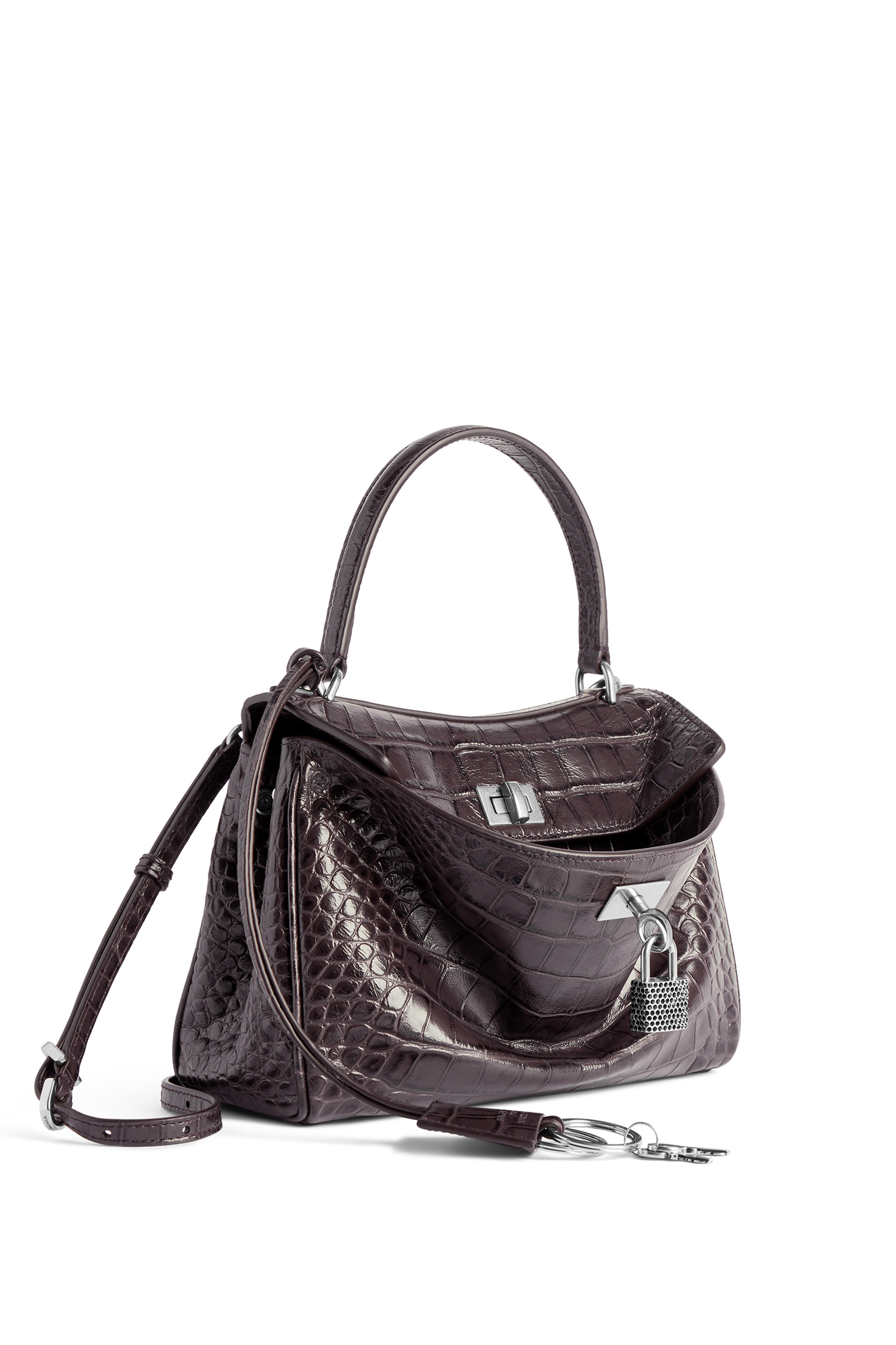 Balenciaga - Rodeo Ebony Embossed Leather Top Handle Bag