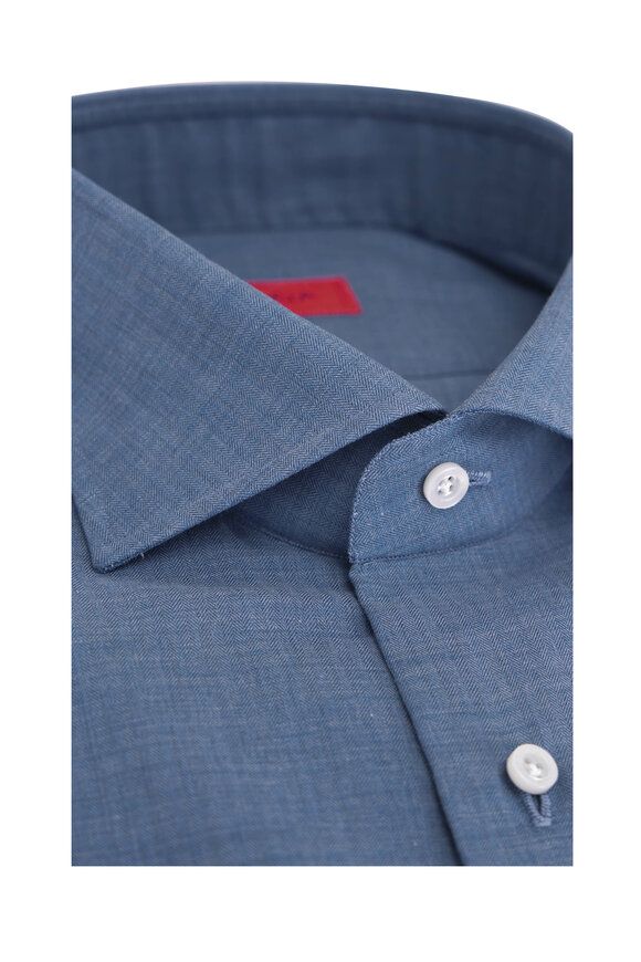 Isaia - Light Blue Extra Light Flannel Dress Shirt