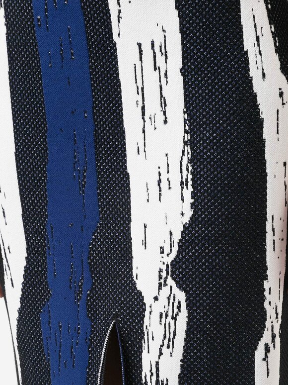Derek Lam - Black & Blue Brush Stroke Slit Skirt 