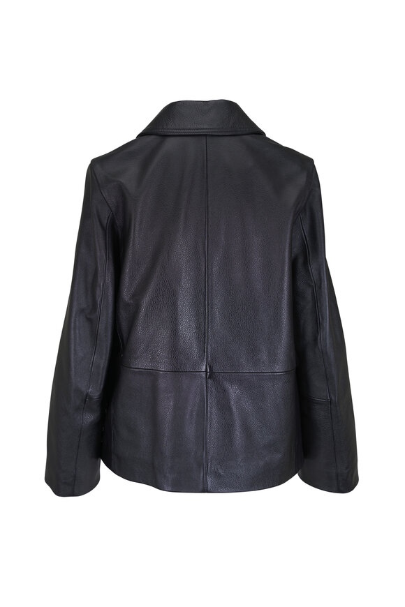 Totême Black Grained Leather Jacket - view 3