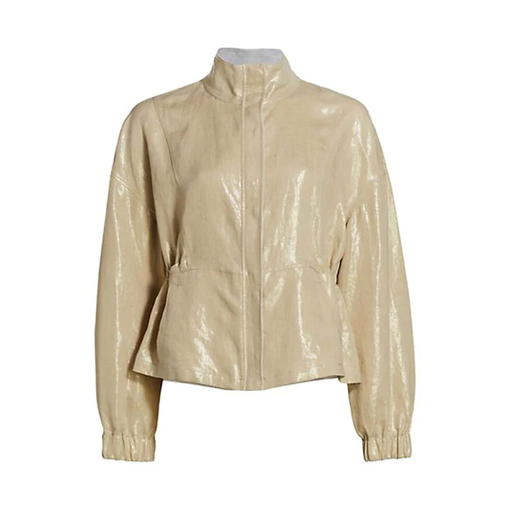 Brunello Cucinelli - Metallic Gold Linen Jacket | Mitchell Stores