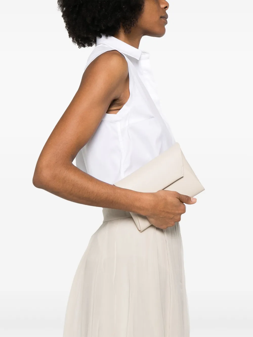Brunello Cucinelli - Duo Avorio Envelope Leather Clutch