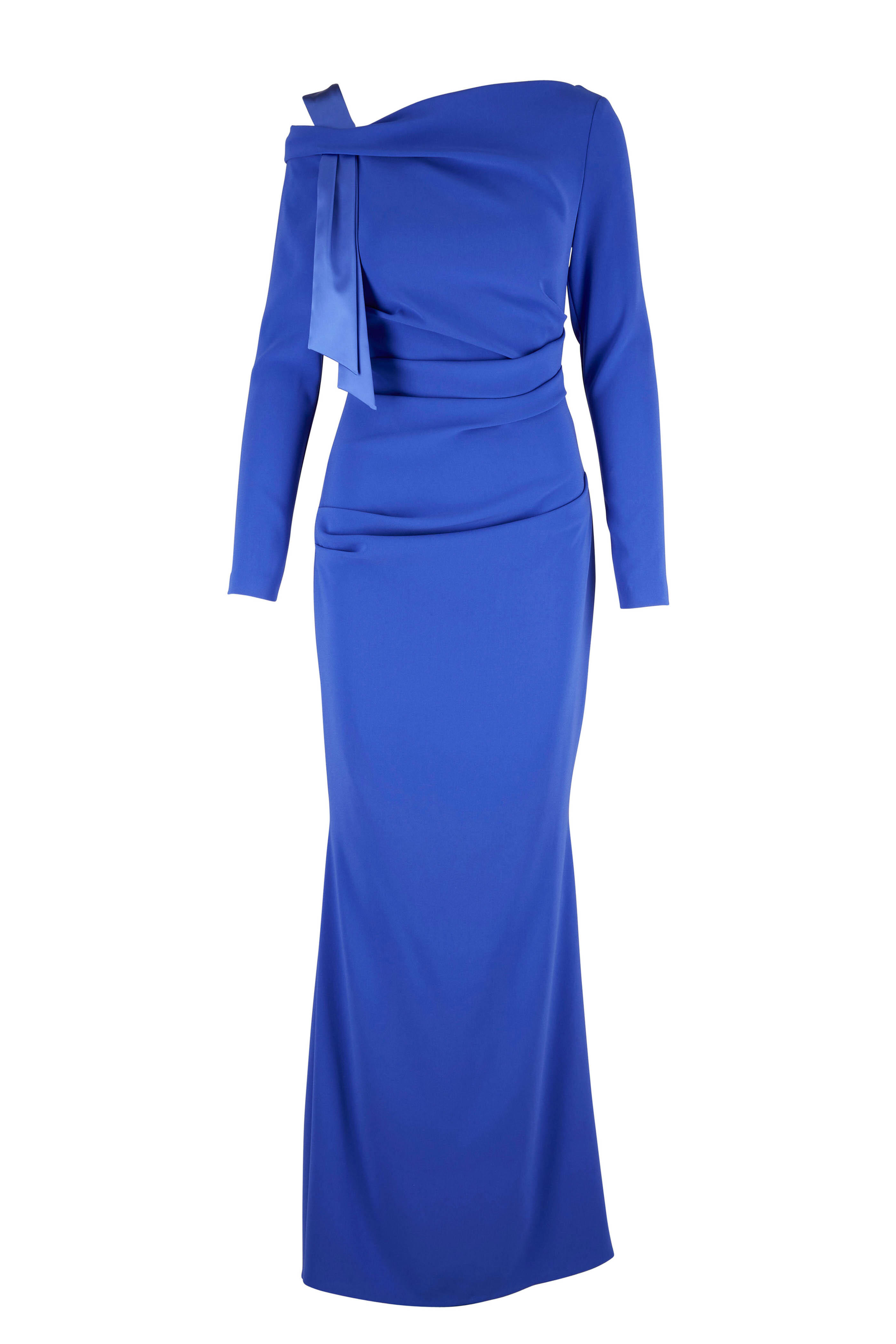 Talbot Runhof - Foxglove1 Periwinkle Long Sleeve Evening Gown
