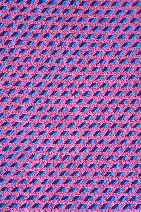 Eton - Pink & Blue Geometric Print Silk Necktie