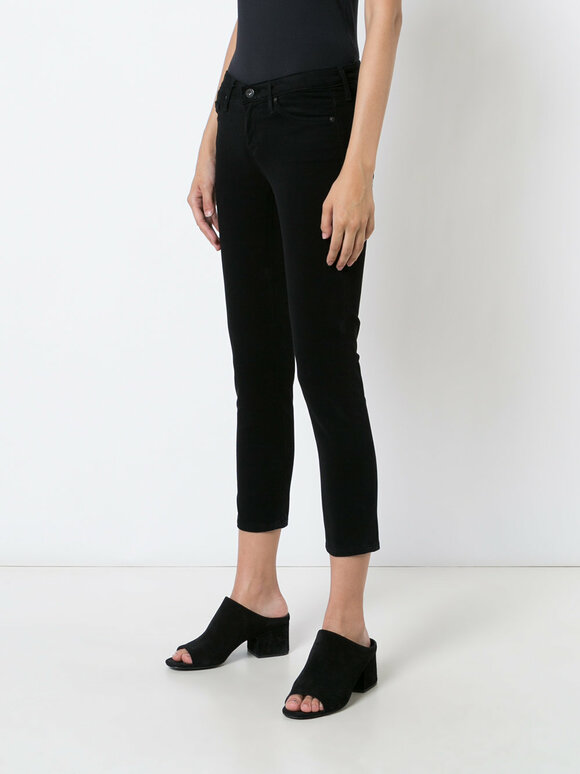 AG - Stilt Black Sateen Cropped Cigarette Jean