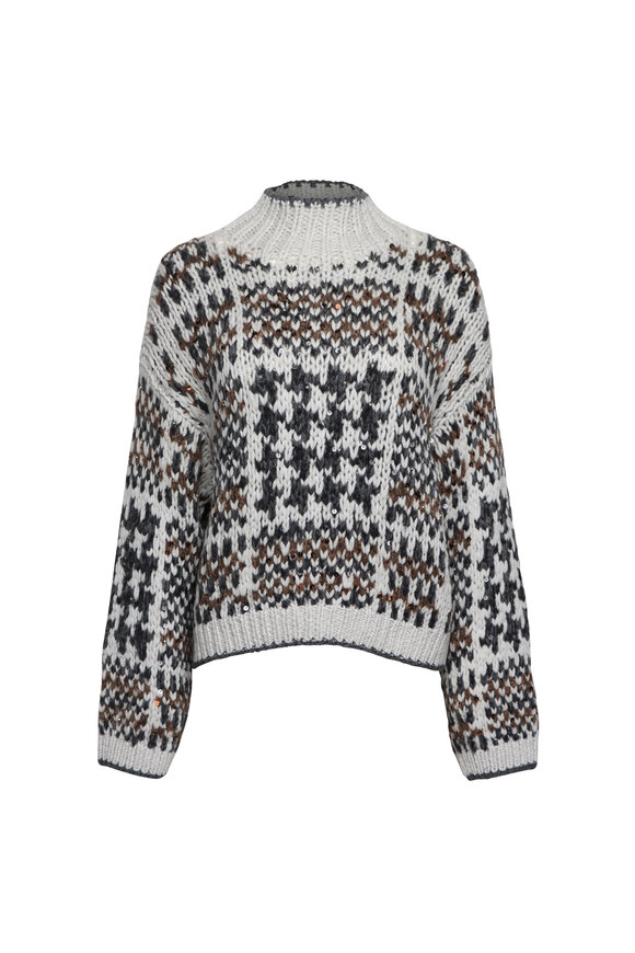 Brunello Cucinelli - Oat Cashmere Fringed Trim Belted Cardigan