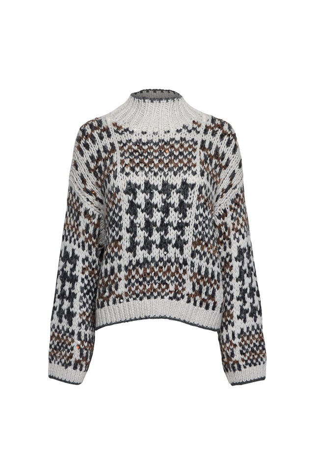 BRUNELLO CUCINELLIパーカ Brunello Cucinelli - White Cashmere Monili Hooded Cardigan