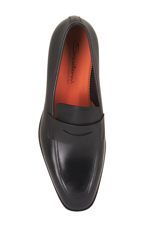 Santoni Gregor Black Leather Loafer - view 3