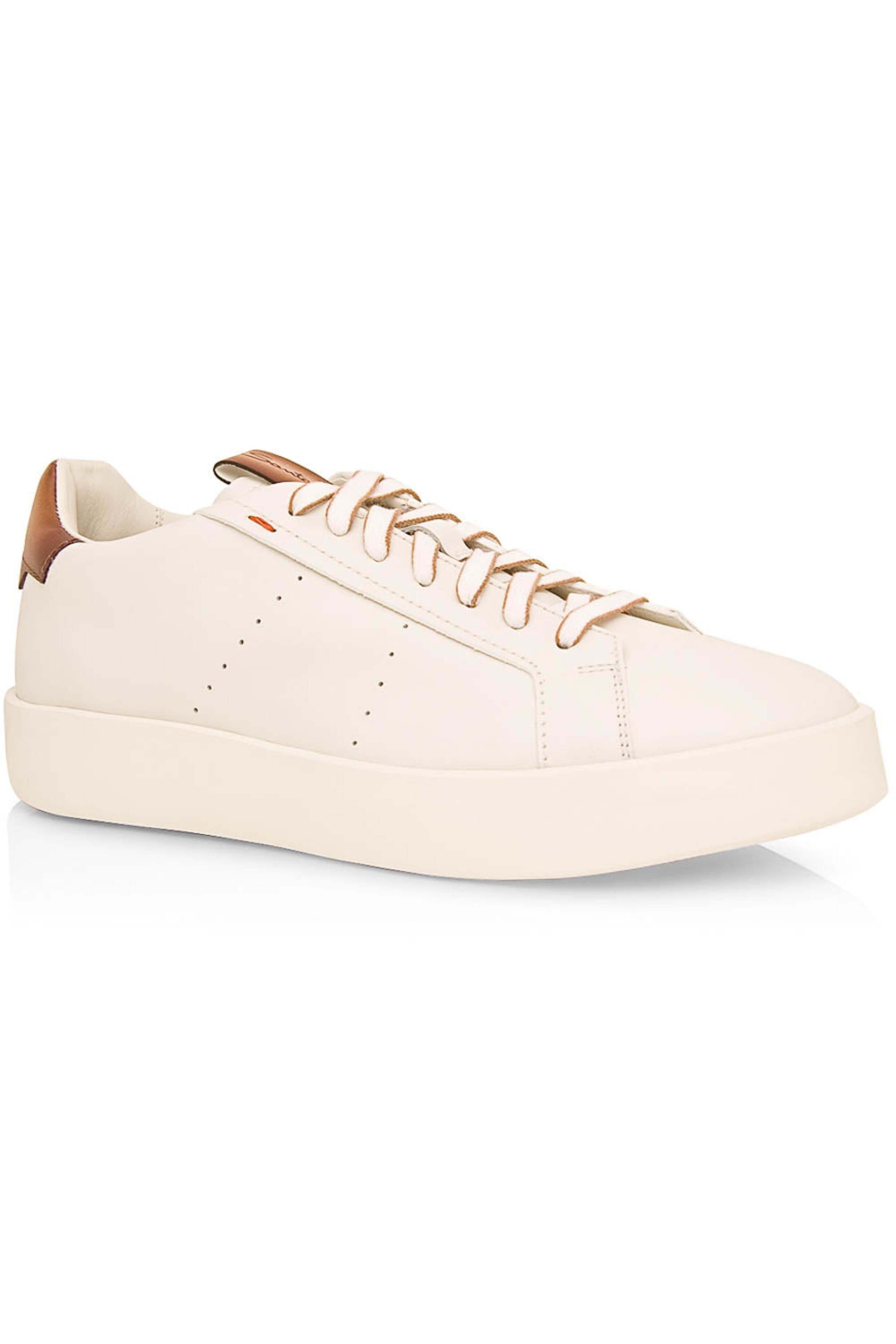 Santoni - Part Leather Sneaker in White
