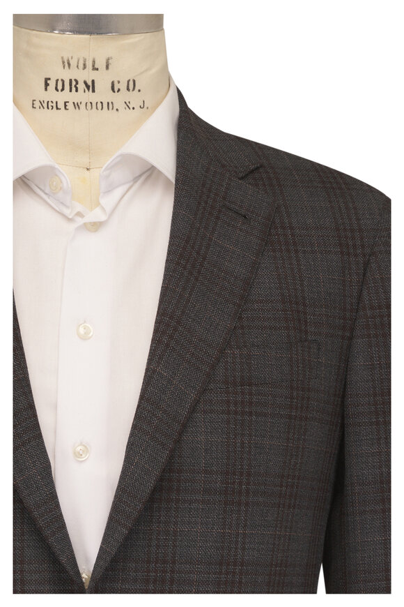 Canali Gray & Brown Plaid Wool Sportcoat - view 1