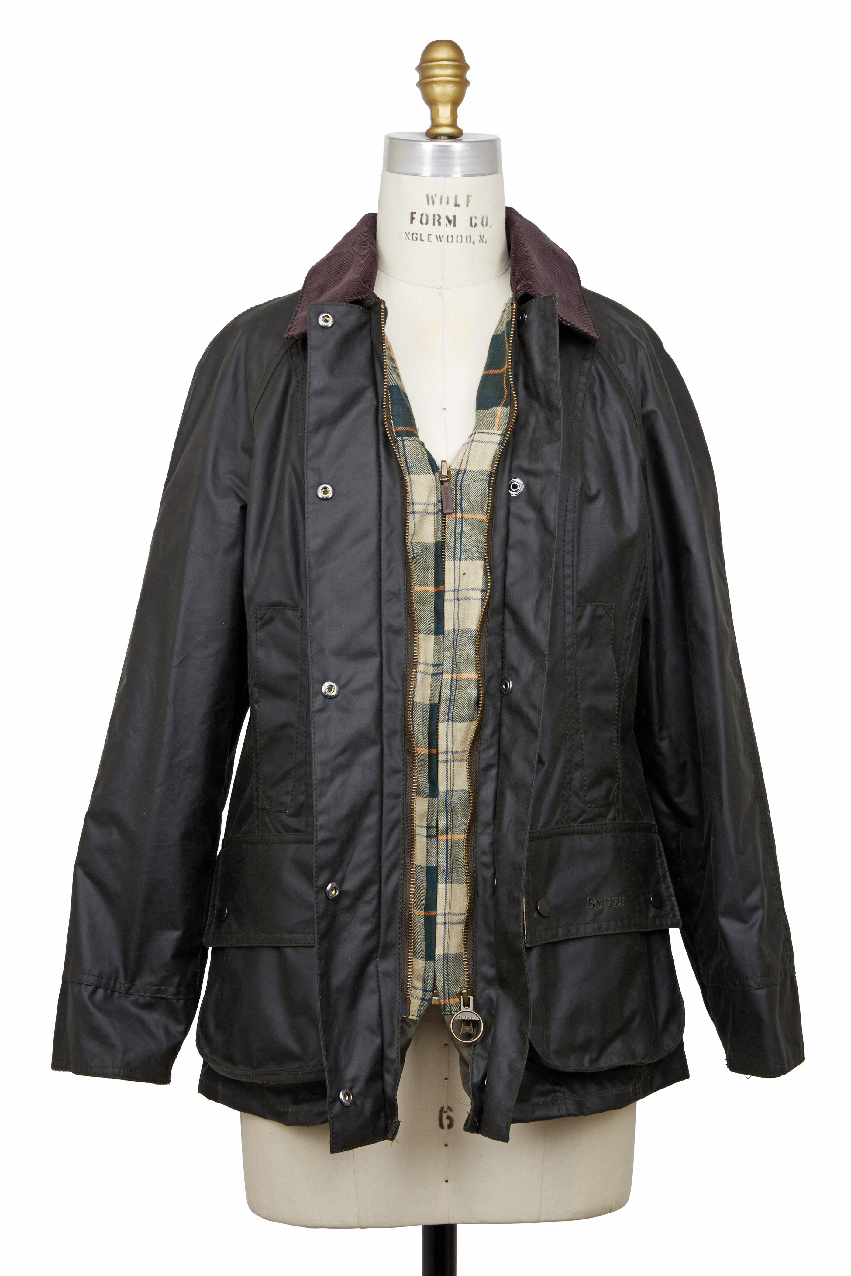 Barbour - Beadnell Olive Green Waxed Cotton Jacket