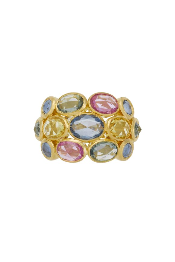 Temple St. Clair - Yellow Gold Mixed Sapphire Bombe Ring