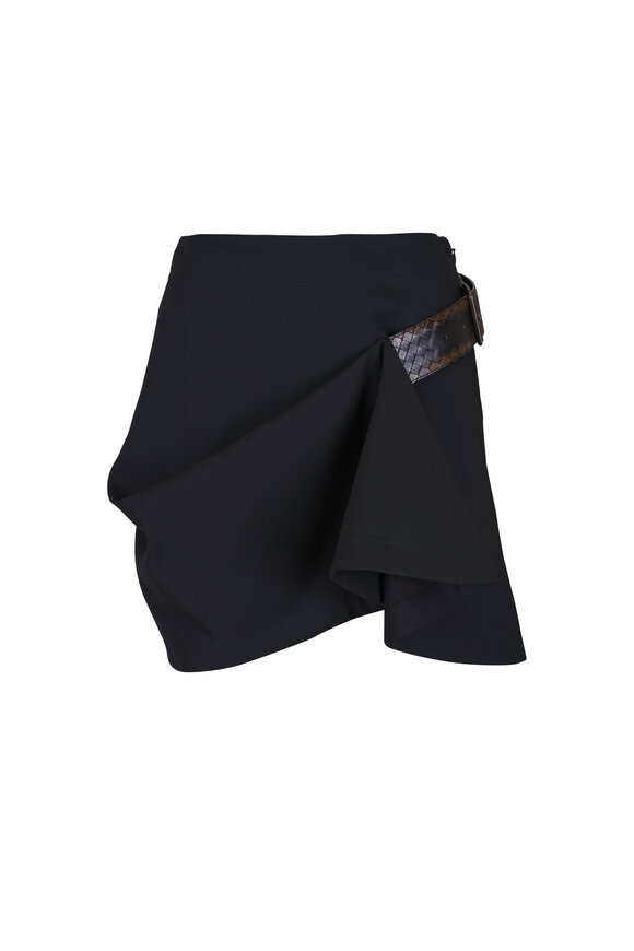 Bottega Veneta Black Grain De Poudre Wool Mini Skirt - view 1