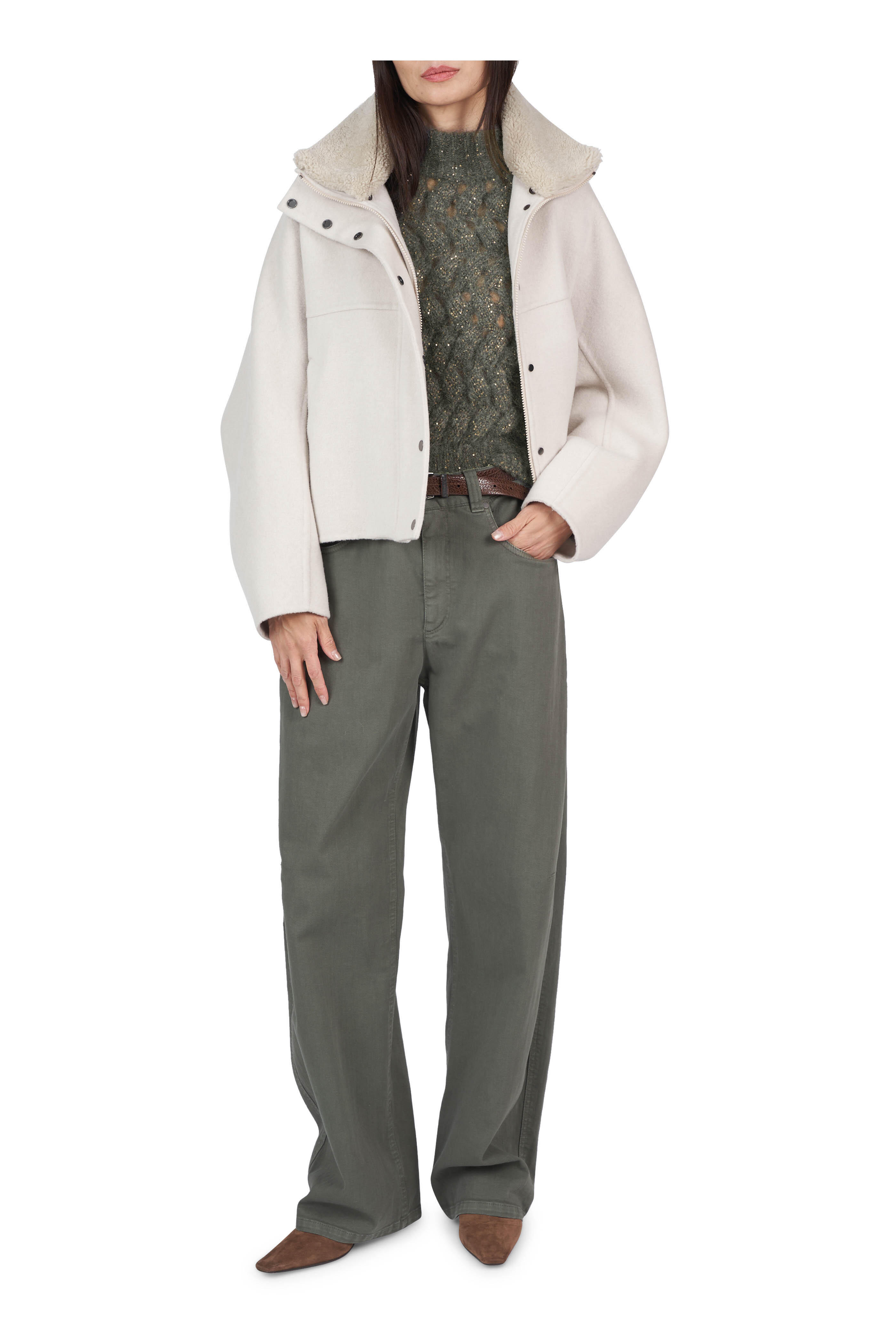 Brunello Cucinelli - Military Wave Knit Paillette Sweater - view 2