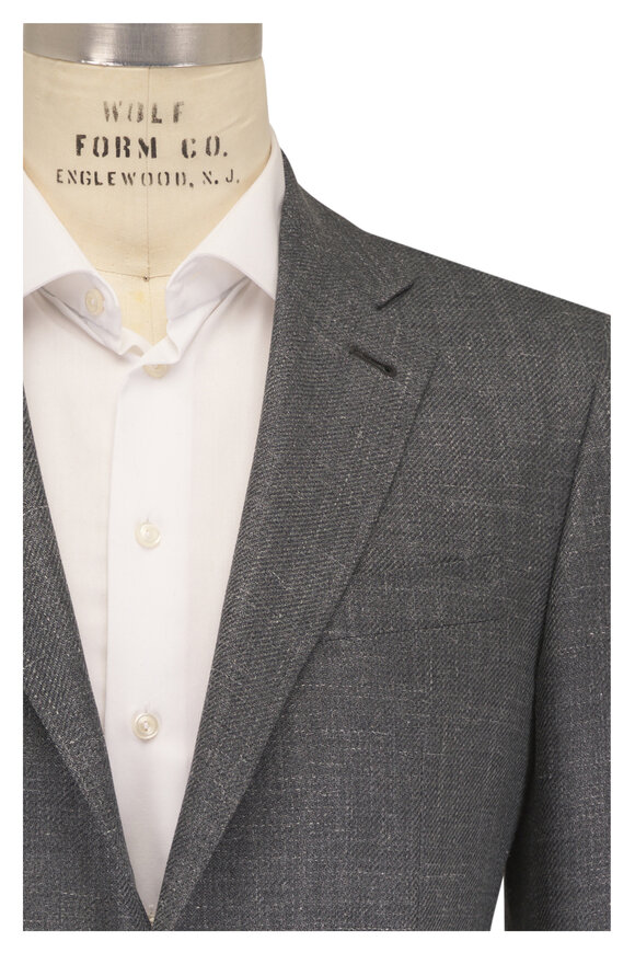 Canali Gray Mélange Wool, Silk & Linen Sportcoat - view 1