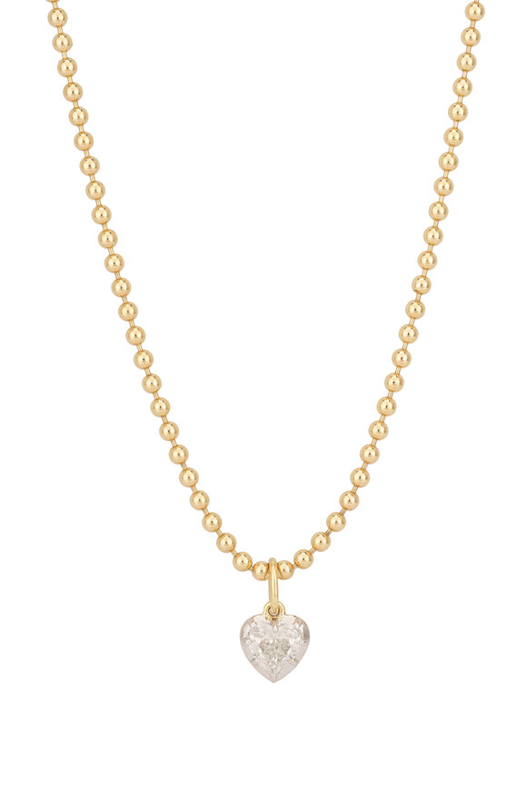 Sutra 18k Yellow Gold Diamond Bubble Heart Necklace - view 2