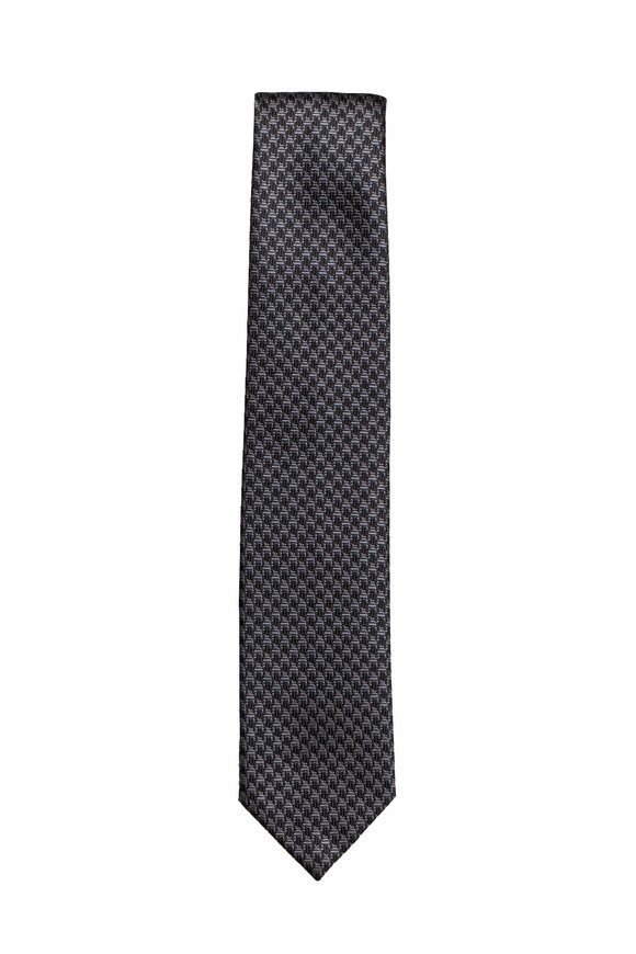 アクセサリーその他 TOM FORD TIES Tom Ford Necktie Black Brown Silver Zig Zag Pattern - Linen