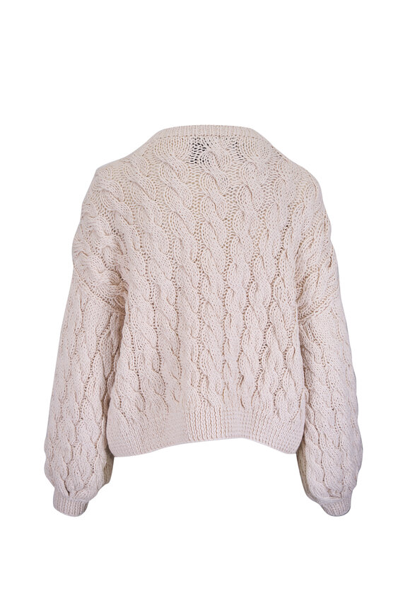 Loewe Anagram Ecru Cotton & Wool Sweater - view 3