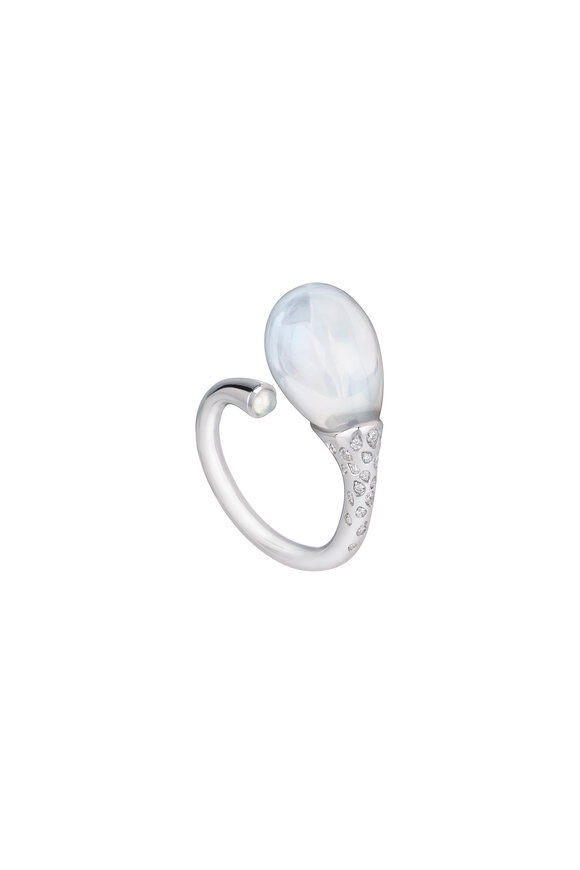 Chantecler 18k White Gold Diamond & Crystal Pearl Joyful Ring