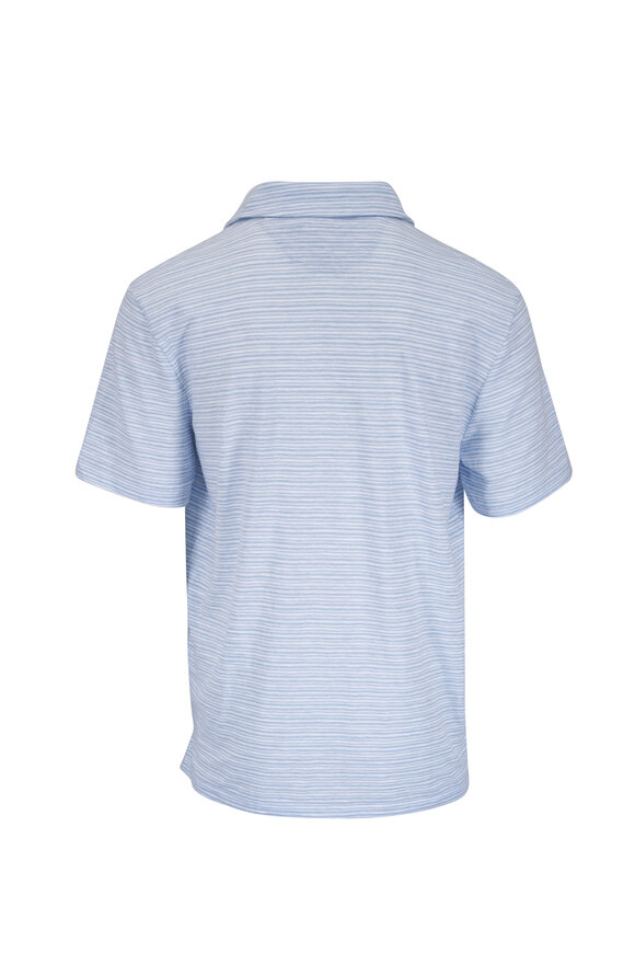 Faherty Brand Breeze Light Blue Stripe Short Sleeve Polo - view 2