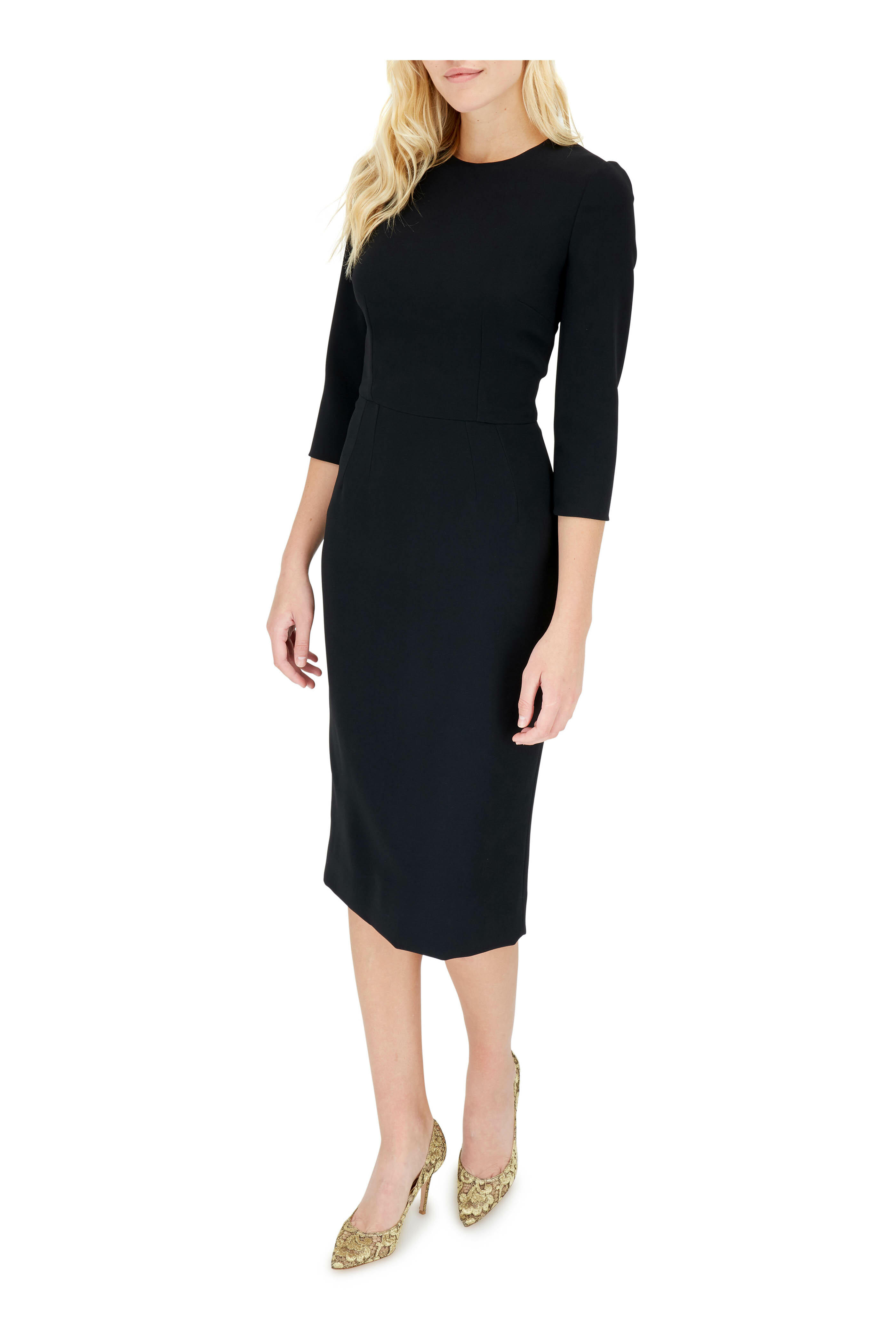 Dolce & Gabbana - Black Three-Quarter Sleeve Dress