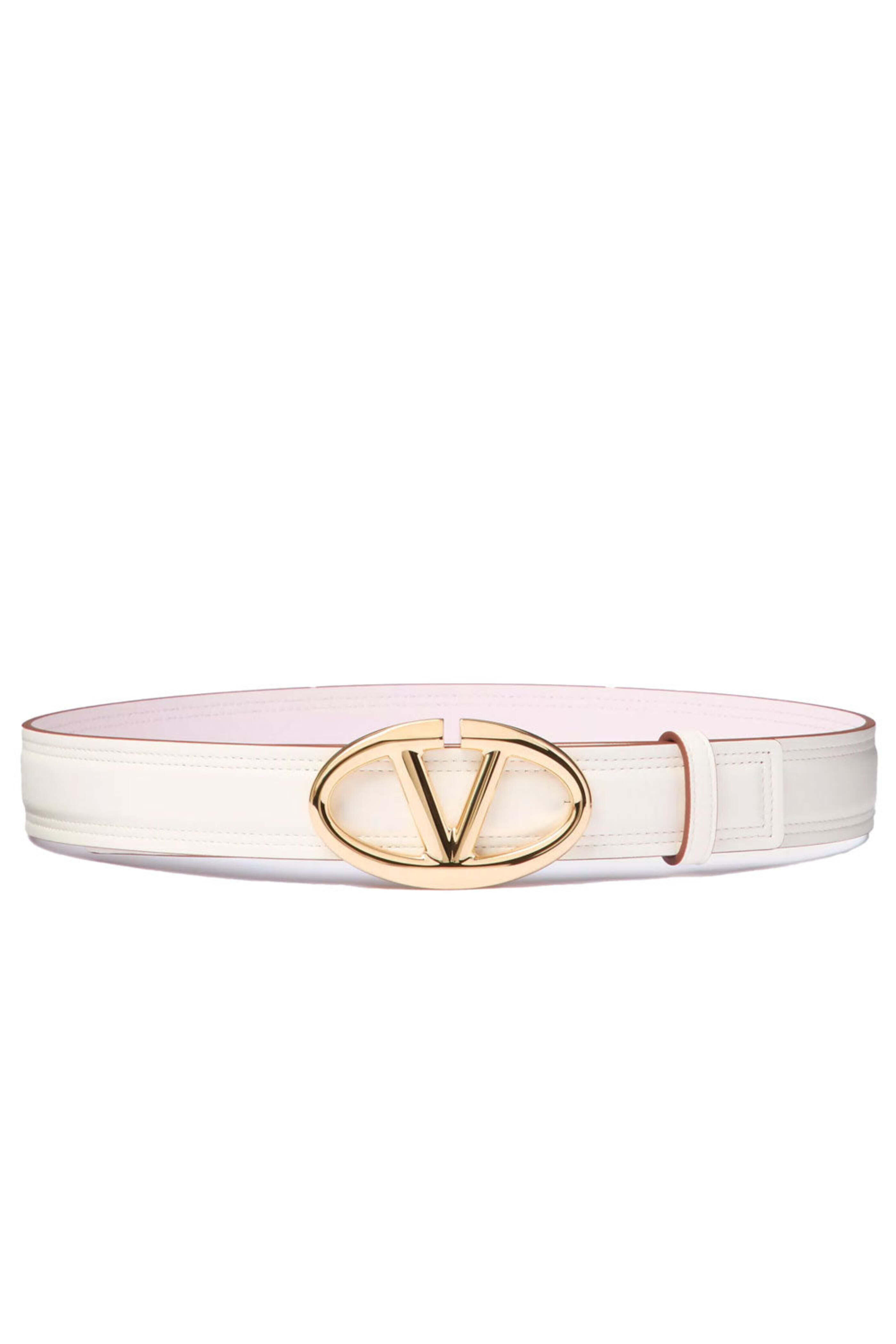 Valentino Garavani - VLogo Moon Ivory & Mauve Reversible Belt
