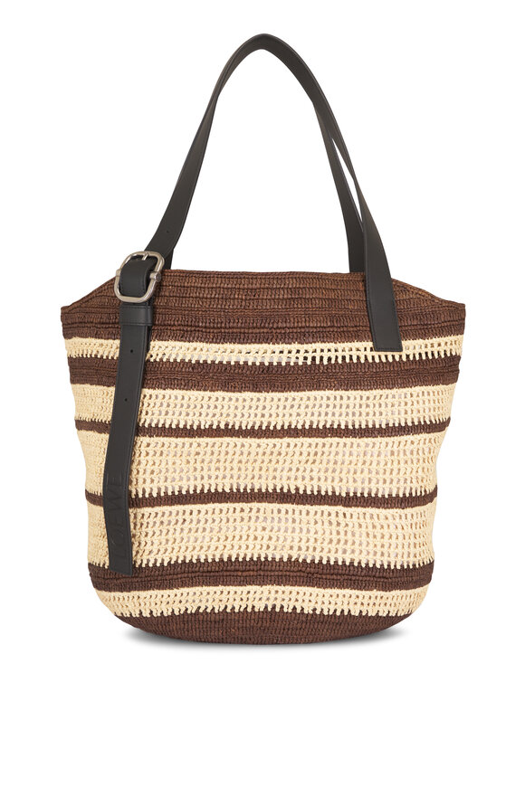 Loewe Loop Basket Chocolate & Natural Raffia Tote - view 1