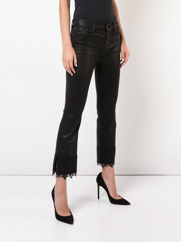 J Brand - Selena Coated Black Lace Hem Crop Boot Jean