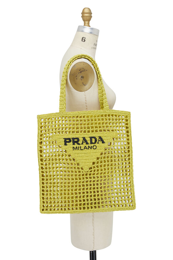 Prada - Cedro Crochet Raffia Tote 