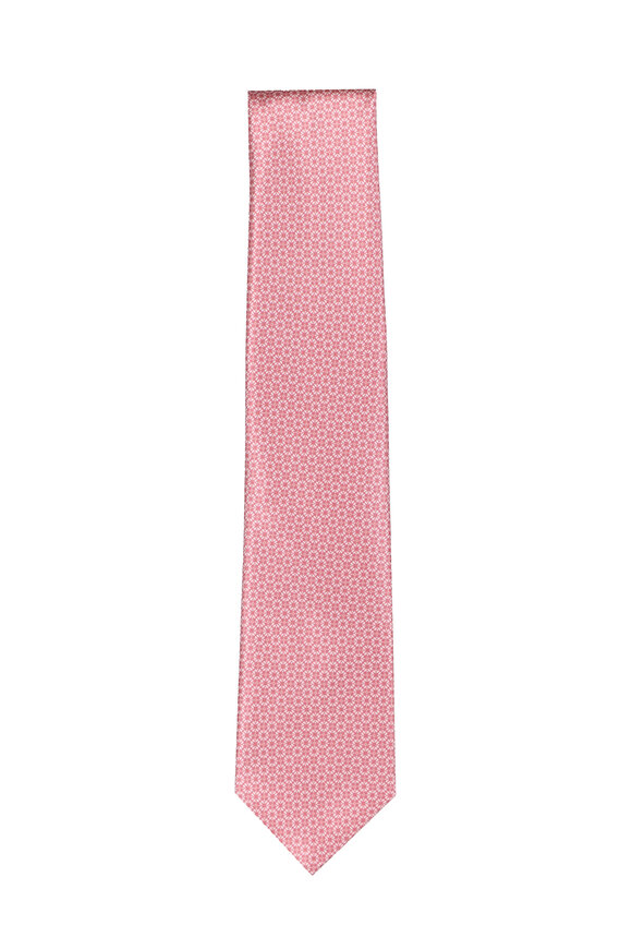 Geoff Nicholson Pink Micro Floral Silk Necktie