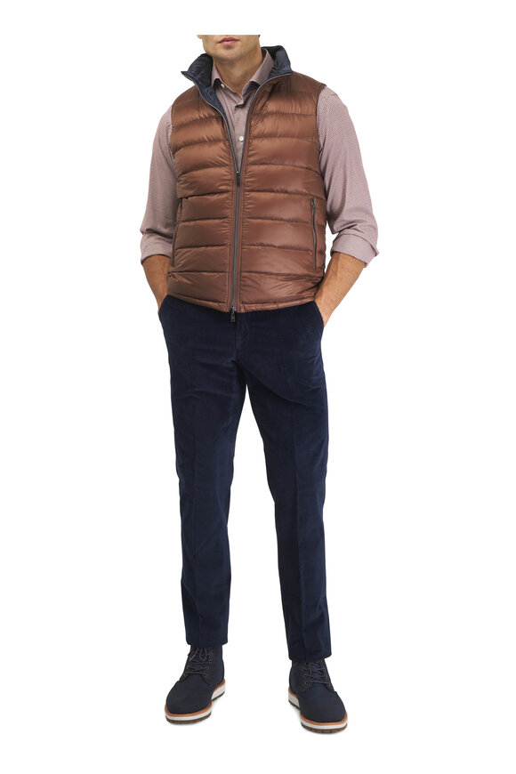 Maurizio Baldassari Navy Stretch Corduroy Flat Front Pant - view 2