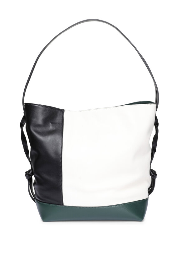 Marni Small Pod Black, White & Green Leather Bucket Bag
