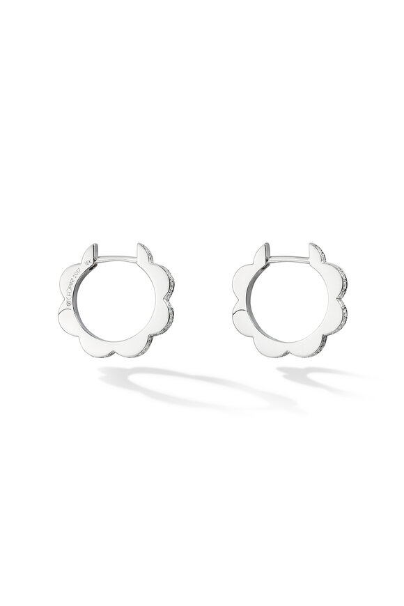 Cadar - 18K White Gold Diamond Triplet Hoop Earrings