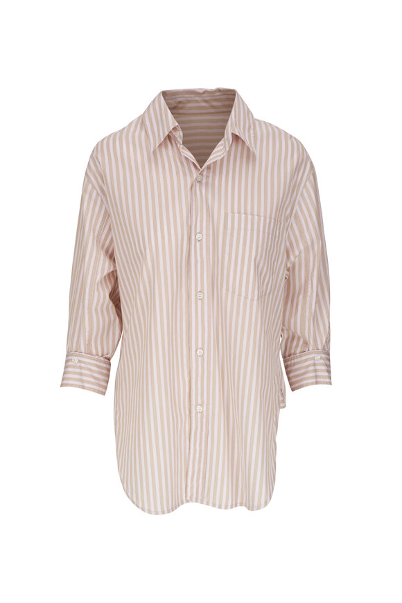 L'Agence Jane Silk Black White Striped Camisole Blouse Size Large