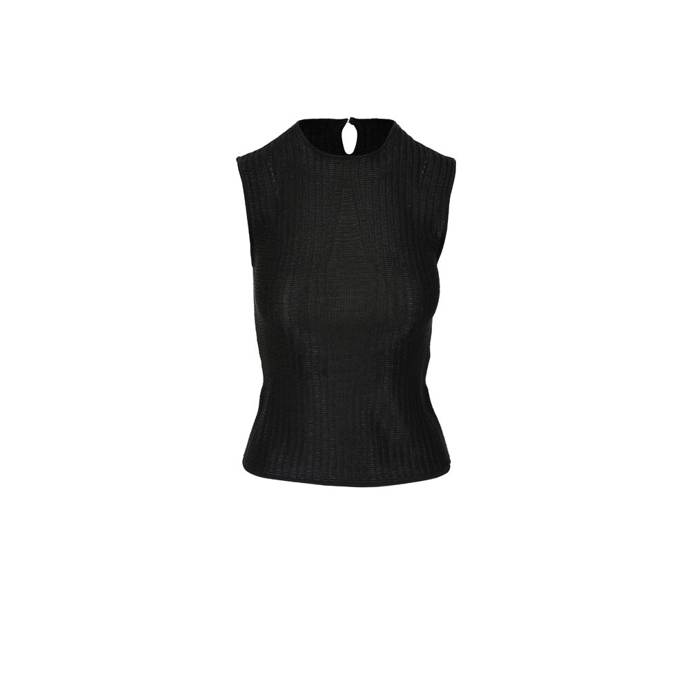 McQueen - Armour Stitch Black Knit Top | Mitchell Stores