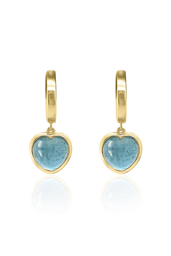 Claudia Mae 14k Yellow Gold Aquamarine Heart Earrings