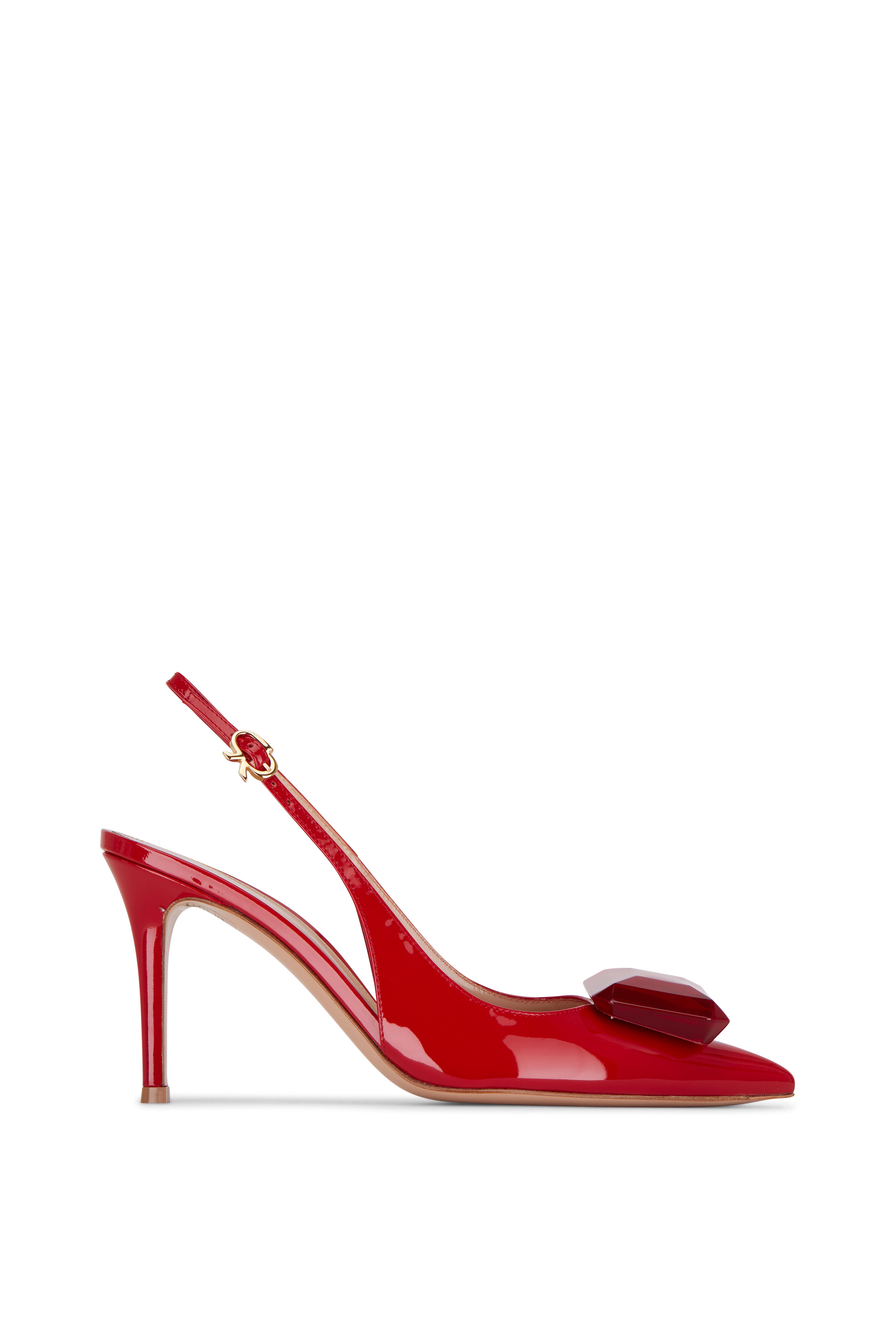 Gianvito Rossi - Jaipur Red Patent Leather Jewel Slingback, 85mm