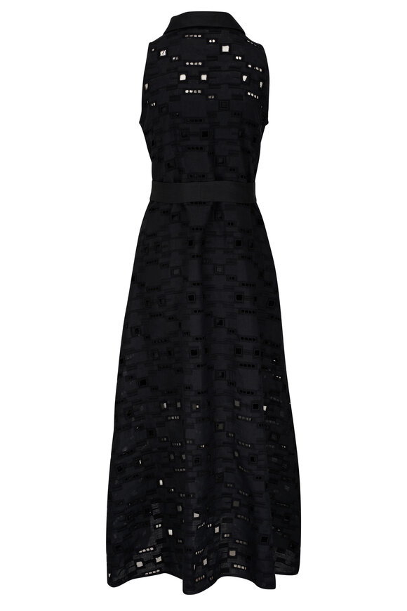 Kiton - Black Button Front Cut-Out Maxi Dress 