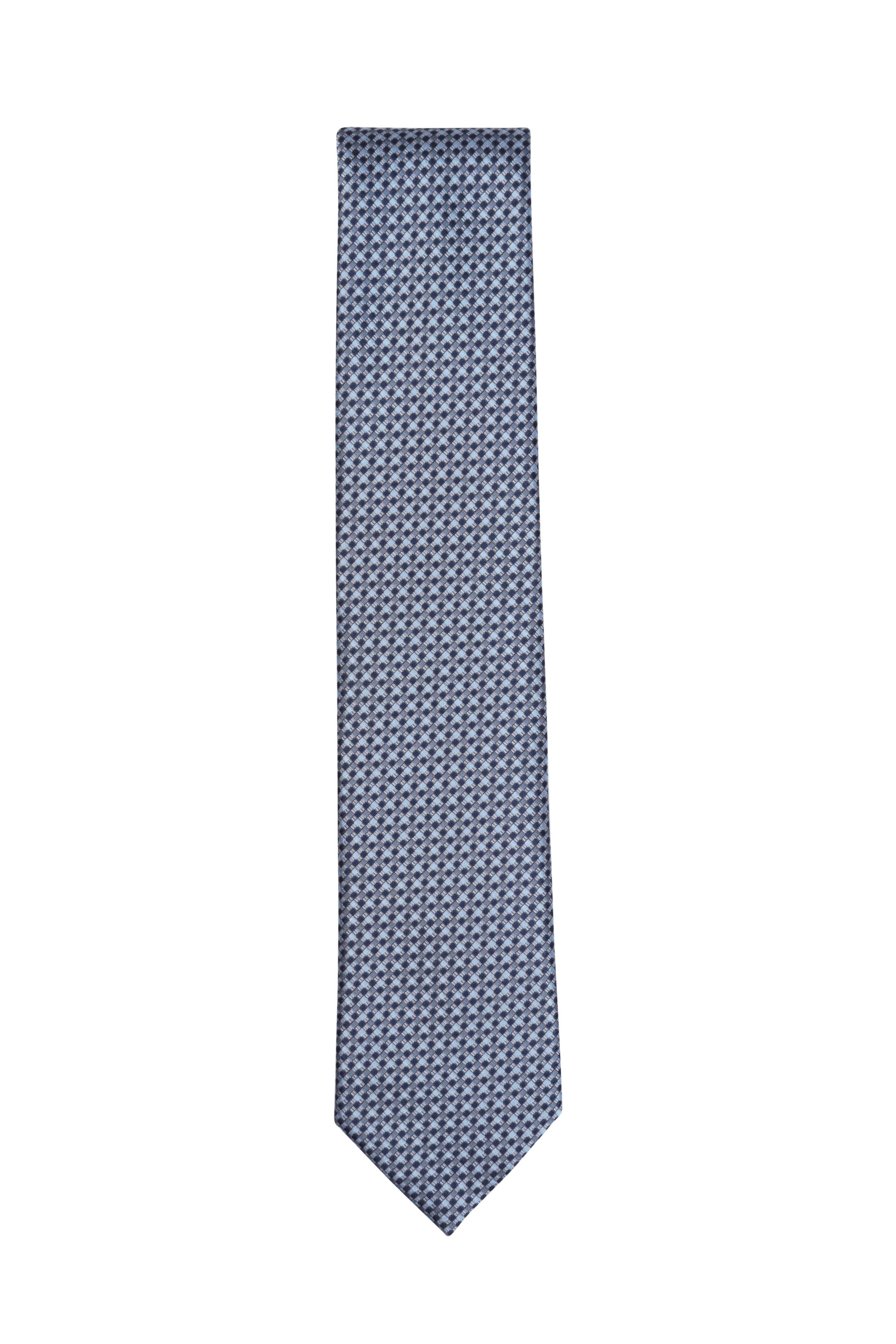 Brioni - Midnight Blue Geometric Silk Necktie | Mitchell Stores