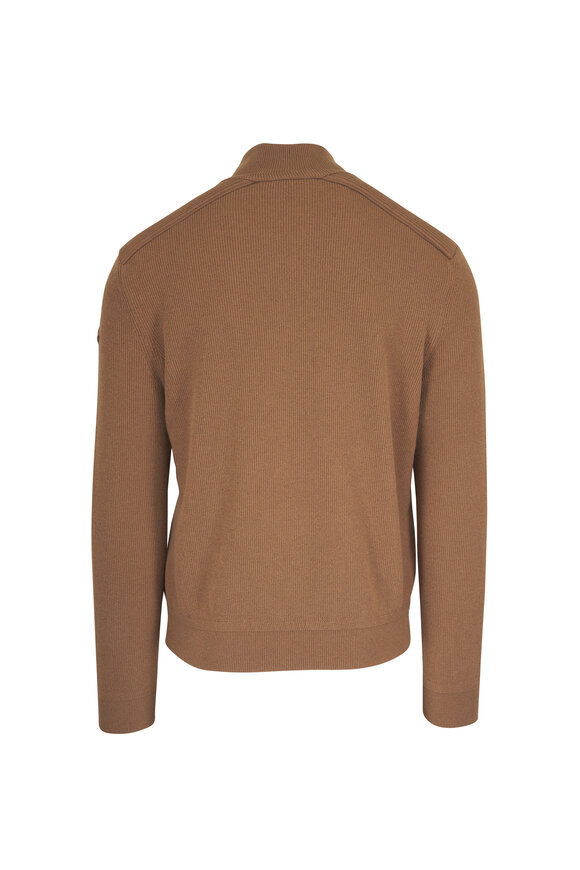Moncler Tan Wool & Cashmere Full Zip Puffer Sweater - view 3
