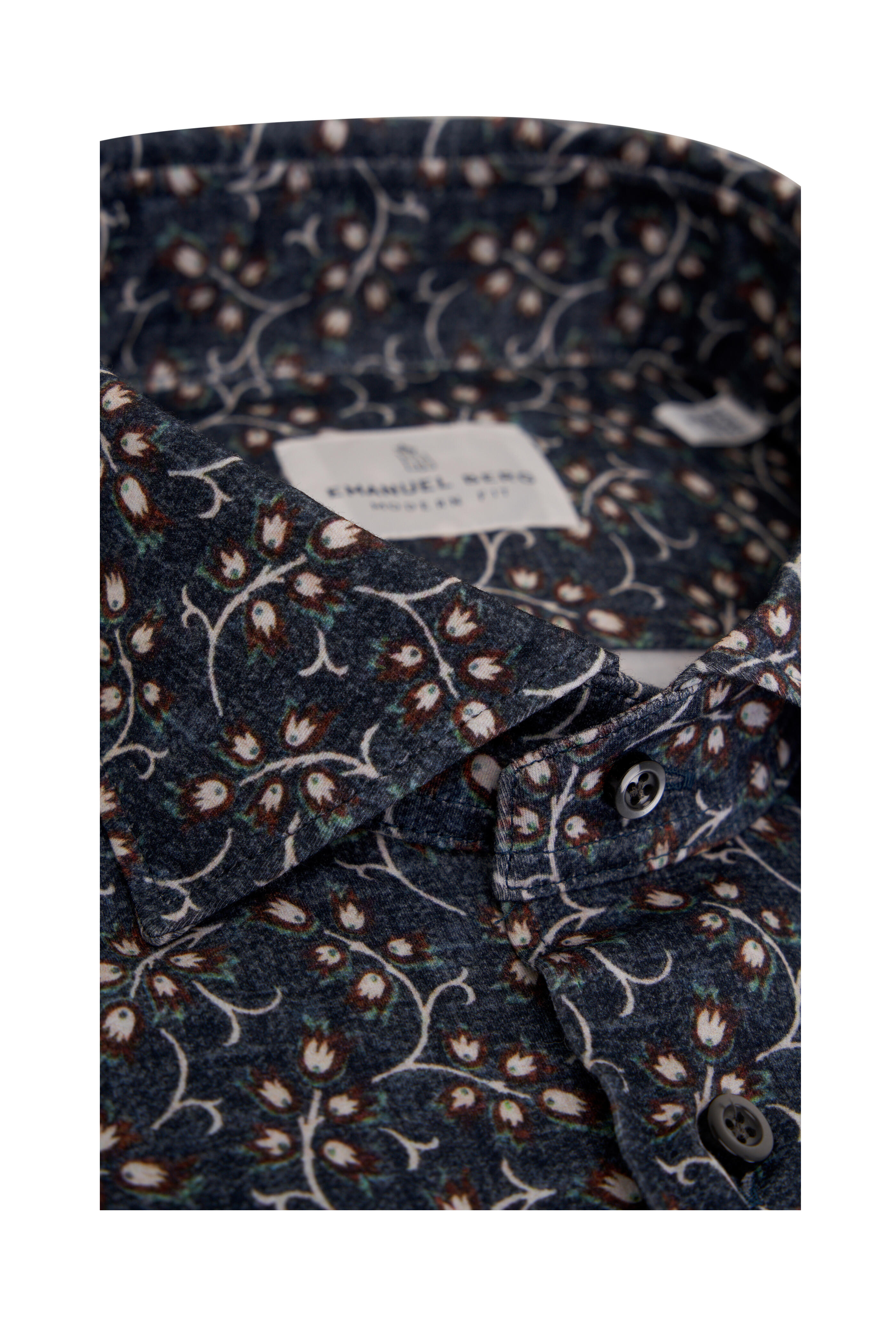 Emanuel Berg - Byron Navy Floral 4Flex Jersey Button Down