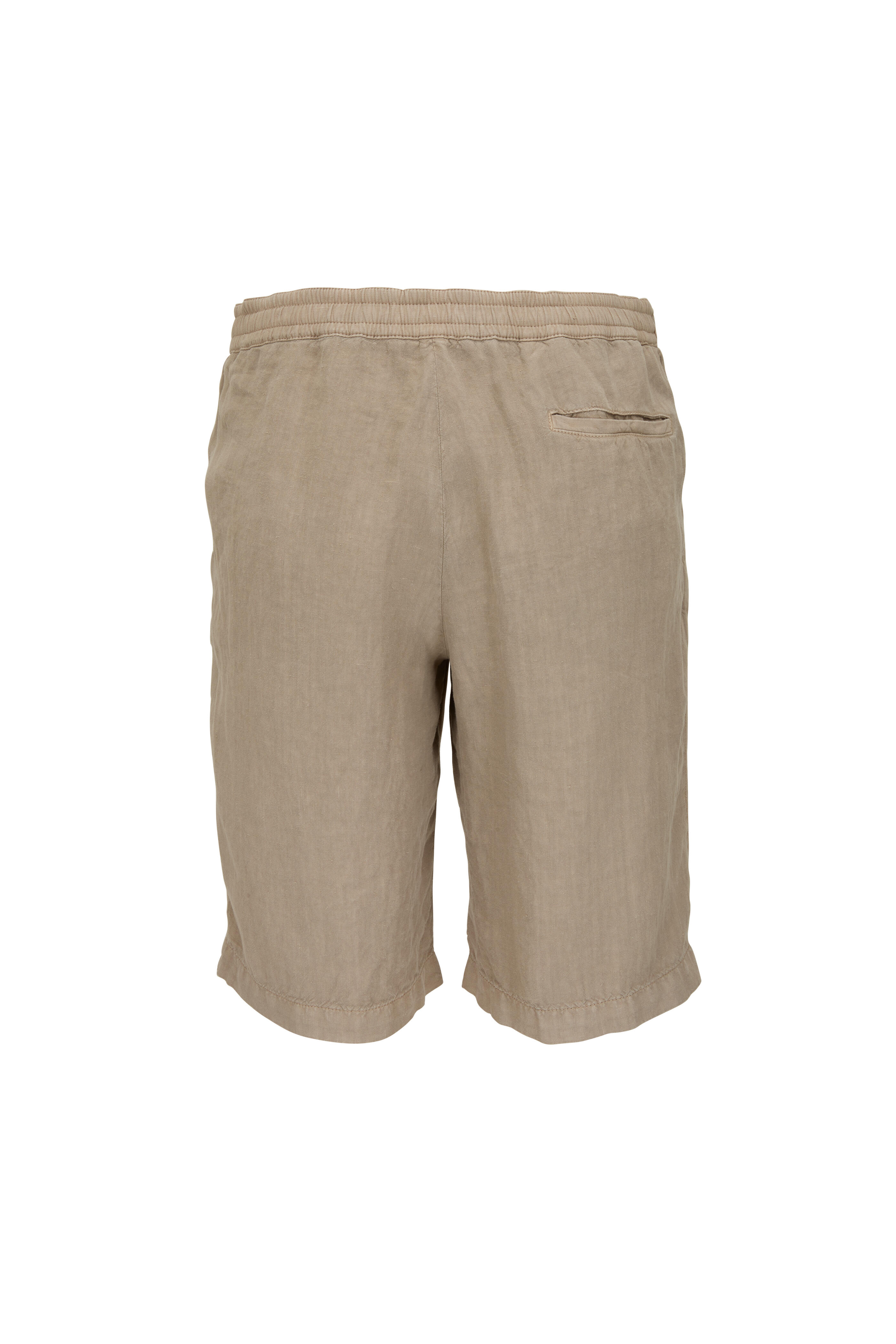 Z Zegna - Khaki Linen Drawstring Shorts | Mitchell Stores